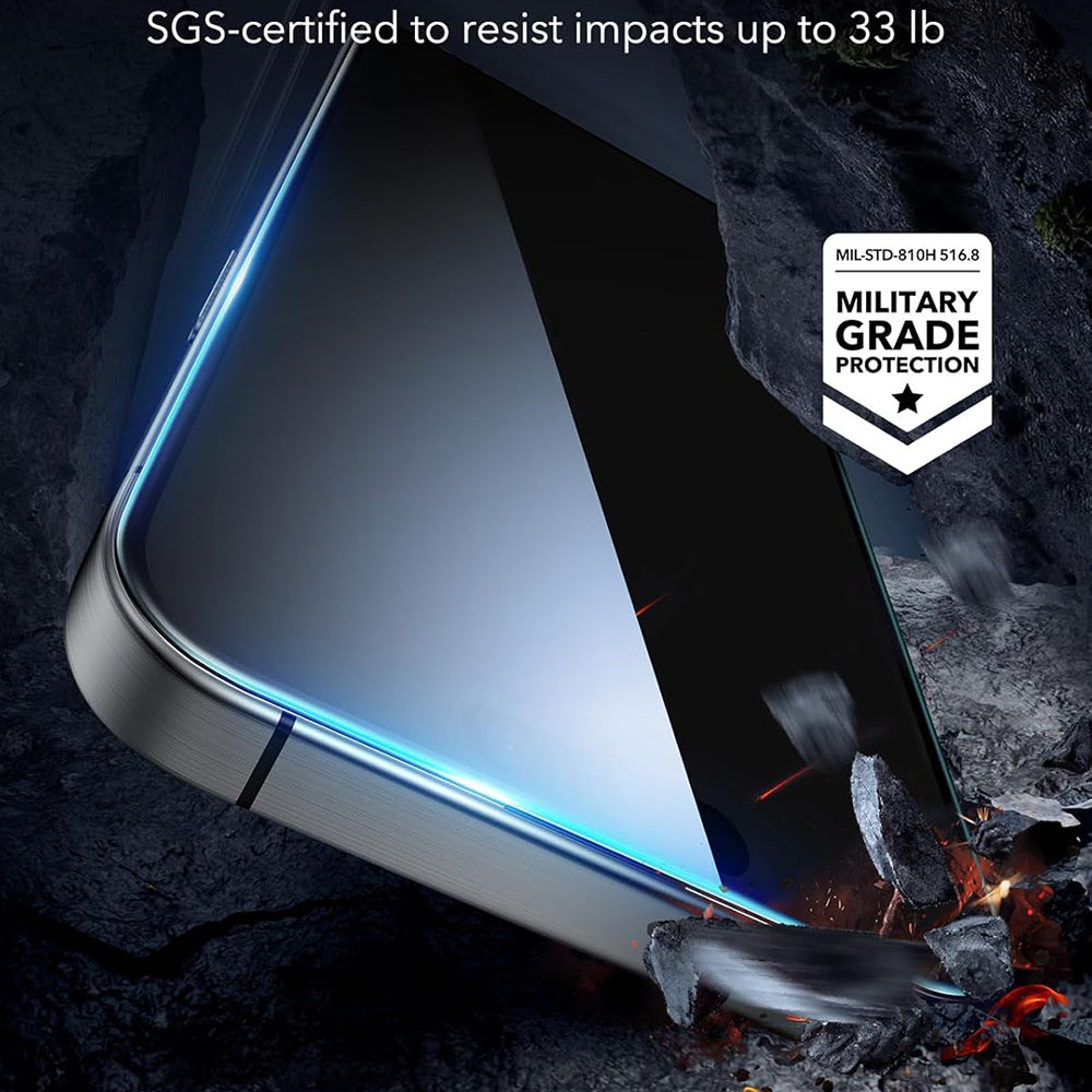 ESR Screen Protector for Apple iPhone 17 / 16 Pro, Tempered Glass, Full Glue, Set of 3, Black
