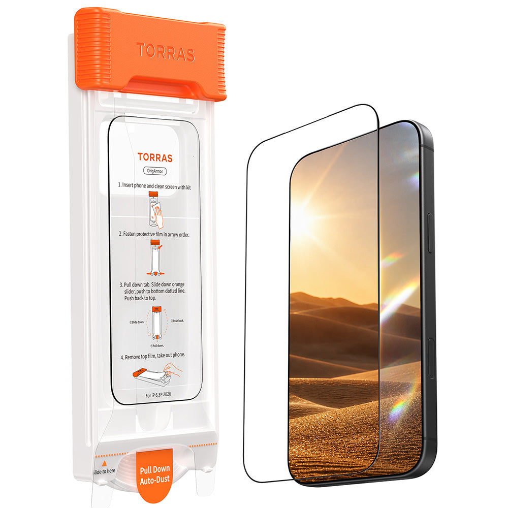 Torras OrigArmor Screen Protector for Apple iPhone 18 Pro Max / 17 Pro Max, Tempered Glass, Full Glue