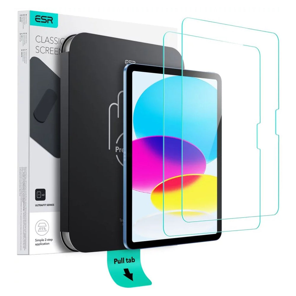 ESR UltraFit Screen Protector for Apple iPad (2025) / (2022), Tempered Glass, Full Glue, Set of 2 Pieces