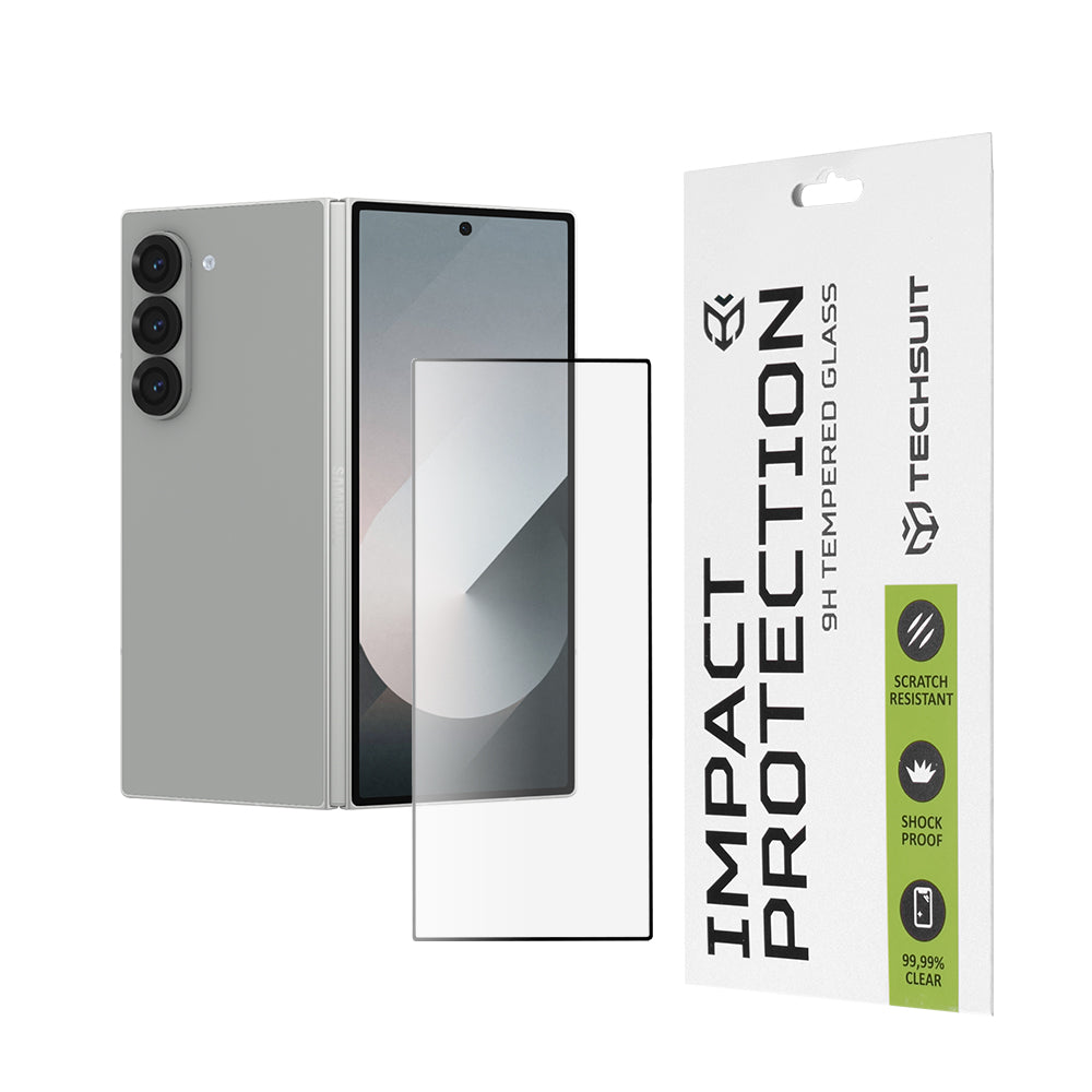 Techsuit Exterior Screen Protector Film for Samsung Galaxy Z Fold6 F956, Tempered Glass, Full Glue, 111D, Black