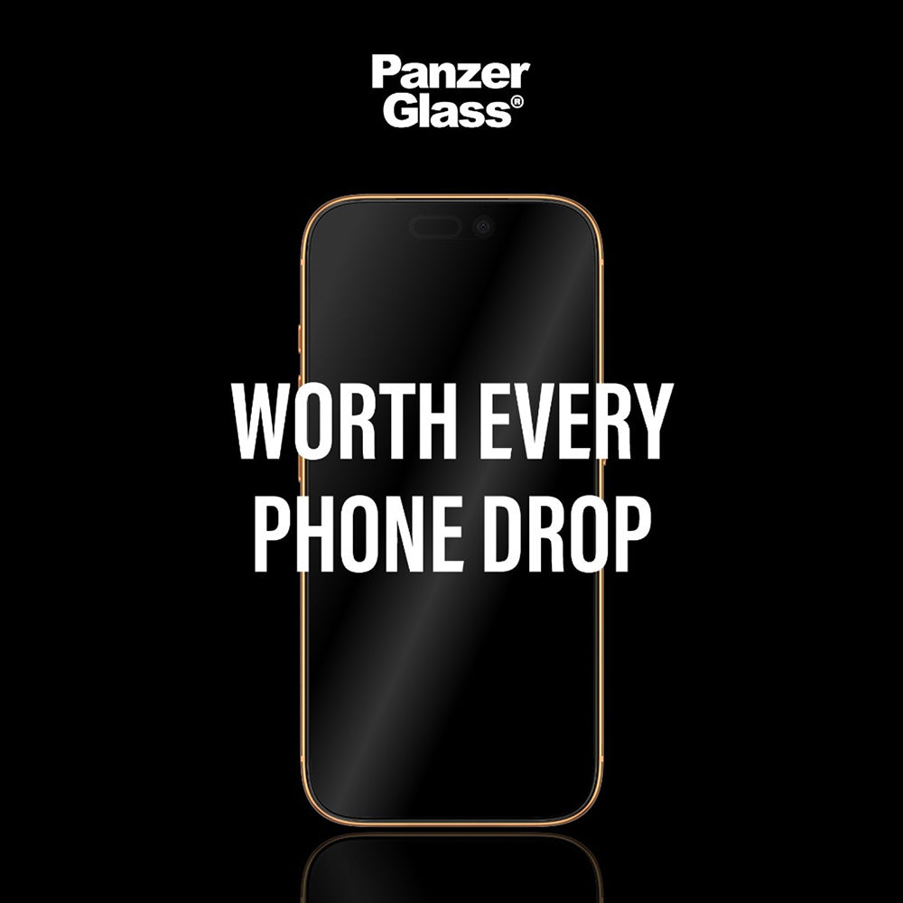 PanzerGlass Ultra-Wide Fit Stealth Fastfit Screen Protector for Apple iPhone 17 / 16 Pro, Tempered Glass, Full Glue, Black