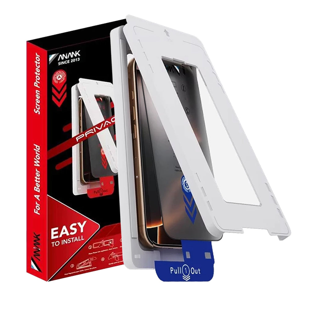 Anank 5X Reinforced Privacy Screen Protector Applicator for Apple iPhone 17 Pro, Tempered Glass, Full Glue, 2.5D