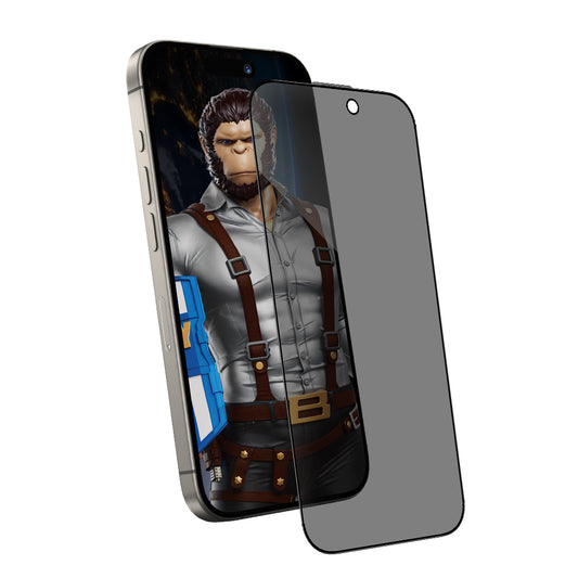 Blueo Anti-Peep Privacy Screen Protector for Apple iPhone 15 Plus, Tempered Glass, Full Glue