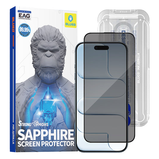 Privacy Screen Protector Blueo Sapphire Applicator Pro for Apple iPhone 17 Air, Tempered Glass, Full Glue