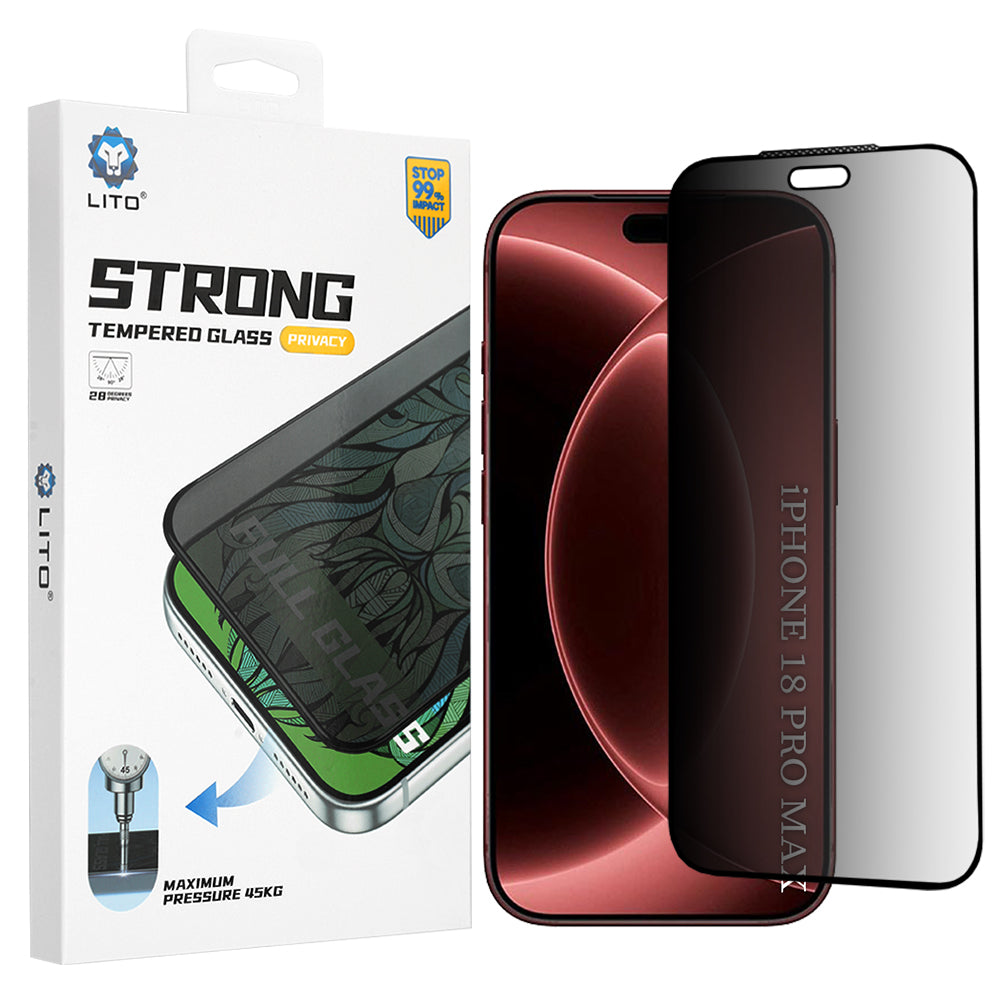 Privacy Screen Protector Lito D+ Max Strong2 for Apple iPhone 18 Pro Max / 17 Pro Max, Tempered Glass, Full Glue