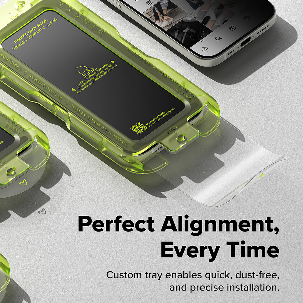 Privacy Screen Protector Ringke Easy Slide for Apple iPhone 18 Pro / 17 Pro, Tempered Glass, Full Glue, Set of 2 pieces