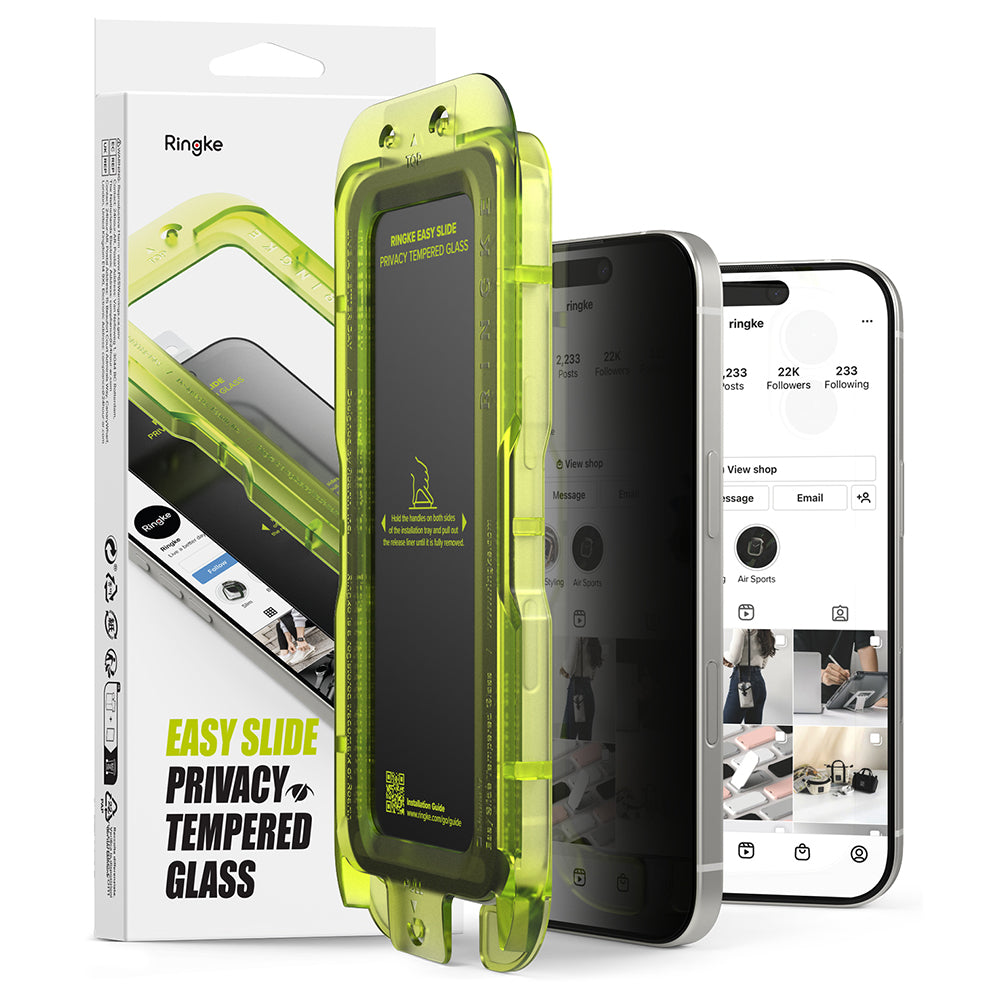 Privacy Screen Protector Ringke Easy Slide for Apple iPhone 17, Tempered Glass, Full Glue, Set of 2 pieces