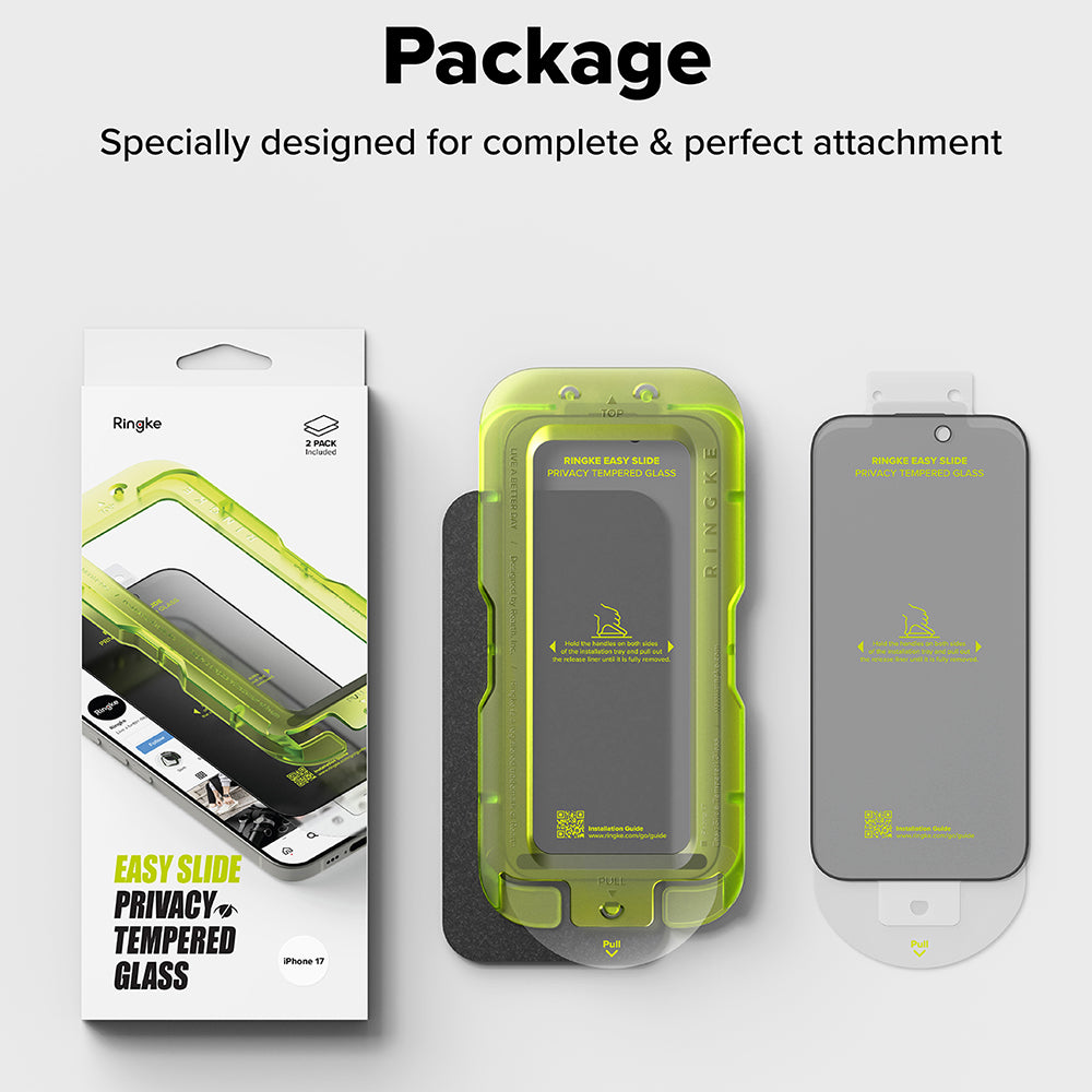 Privacy Screen Protector Ringke Easy Slide for Apple iPhone 17, Tempered Glass, Full Glue, Set of 2 pieces