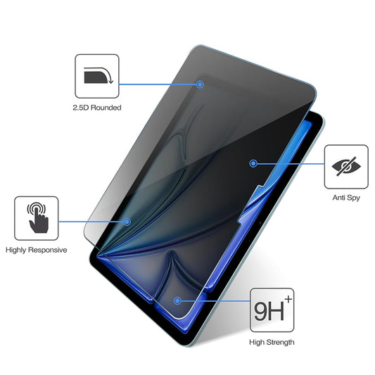 Privacy Screen Protector Techsuit ArmorGlass CrystalHD for Samsung Galaxy Tab S10+ / Tab S9 FE+, Tempered Glass, Full Glue, Set of 2 pieces