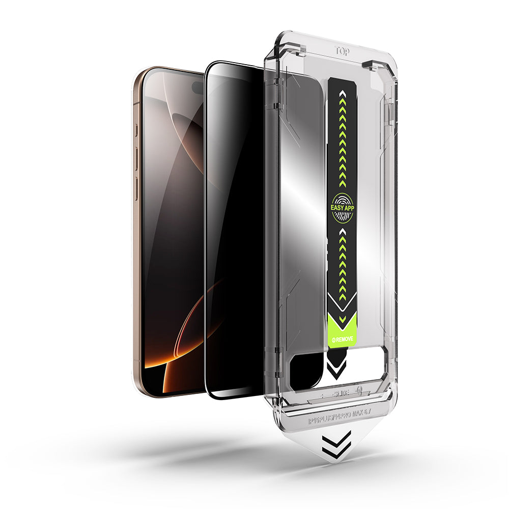 Privacy Screen Protector Techsuit TitanGlass for Apple iPhone 17 / 16 Pro, Tempered Glass, Full Glue