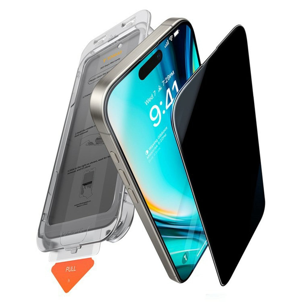 Privacy Screen Protector Torras GlassGo Install Master for Apple iPhone 17 Pro Max, Tempered Glass, Full Glue