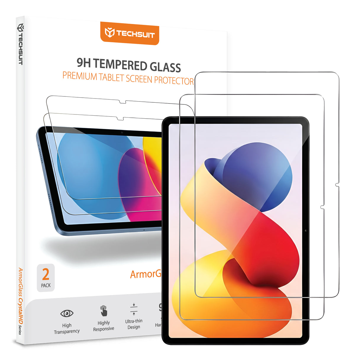 Techsuit ArmorGlass CrystalHD Screen Protector for Xiaomi Redmi Pad 2 Pro, Tempered Glass, Full Glue, Set of 2 Pieces