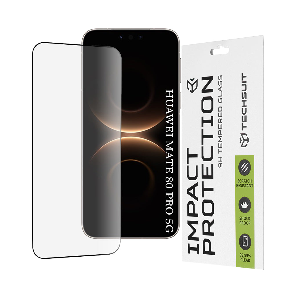 Techsuit Screen Protector for Huawei Mate 80 Pro, Tempered Glass, Full Glue, 111D, Black