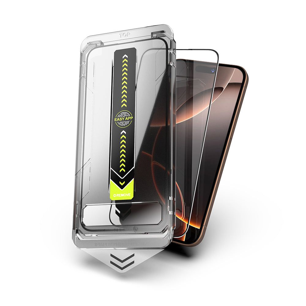 Techsuit TitanGlass Screen Protector for Apple iPhone 17 / 16 Pro, Tempered Glass, Full Glue, Set of 2 Pieces, Black