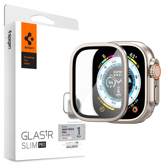 Spigen GLAStR Slim Pro Titanium for Apple Watch Ultra Series, Protective Film, Glass Secured AGL06161