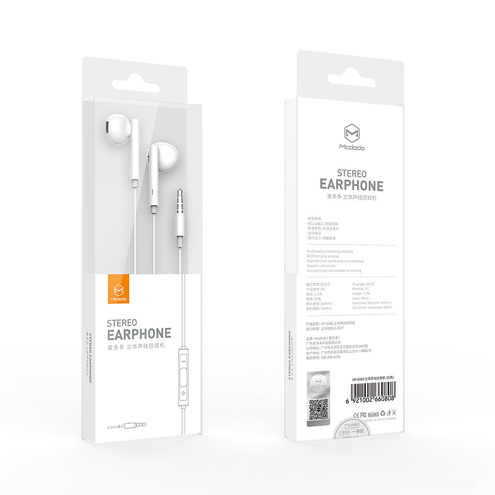 Handsfree 3.5mm McDodo HP-6080 Element, White