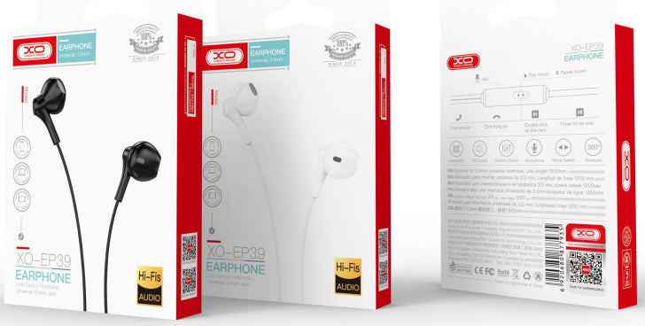 Handsfree 3.5mm XO Design EP39, White