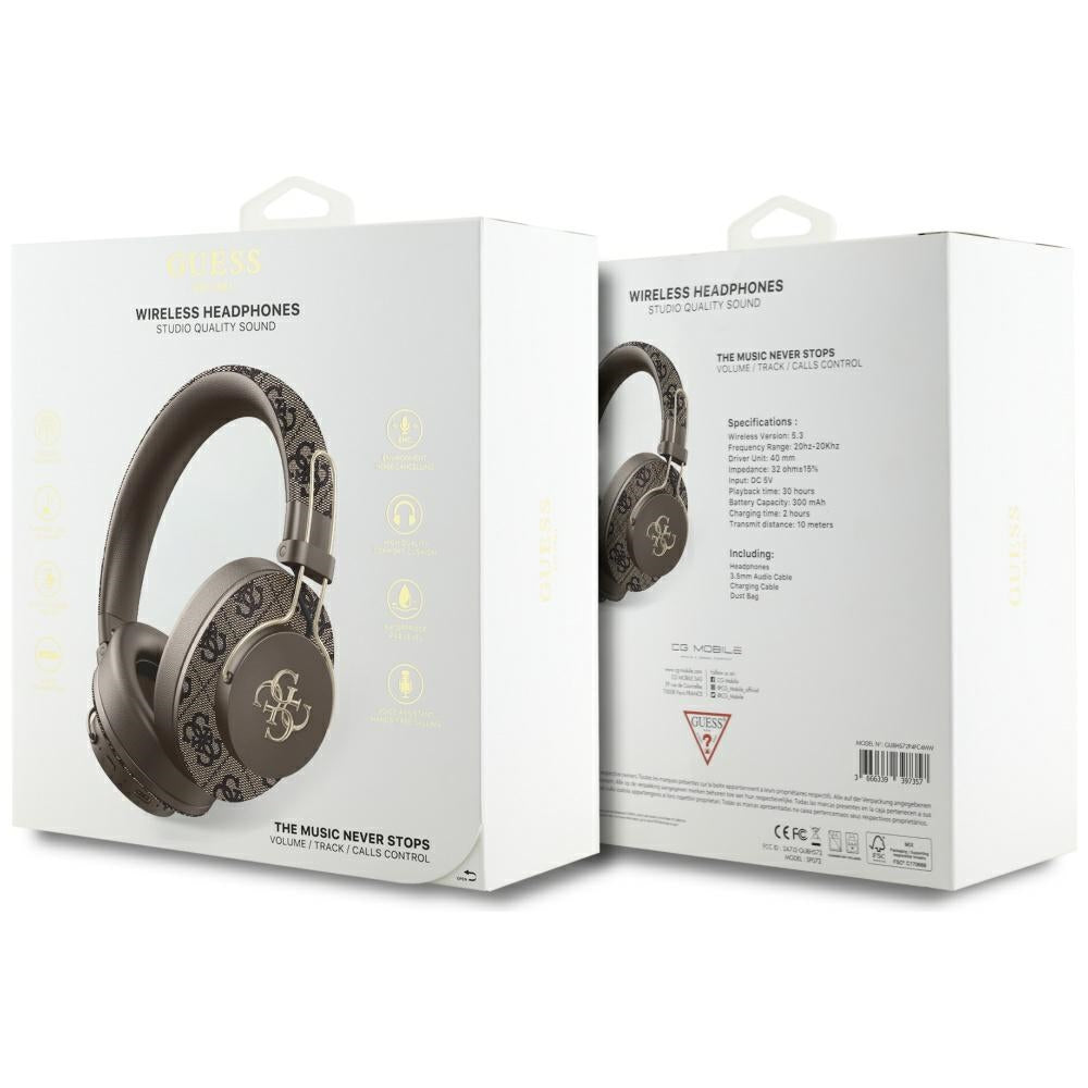 Handsfree Bluetooth Guess 4G Metal Logo, A2DP, Brown