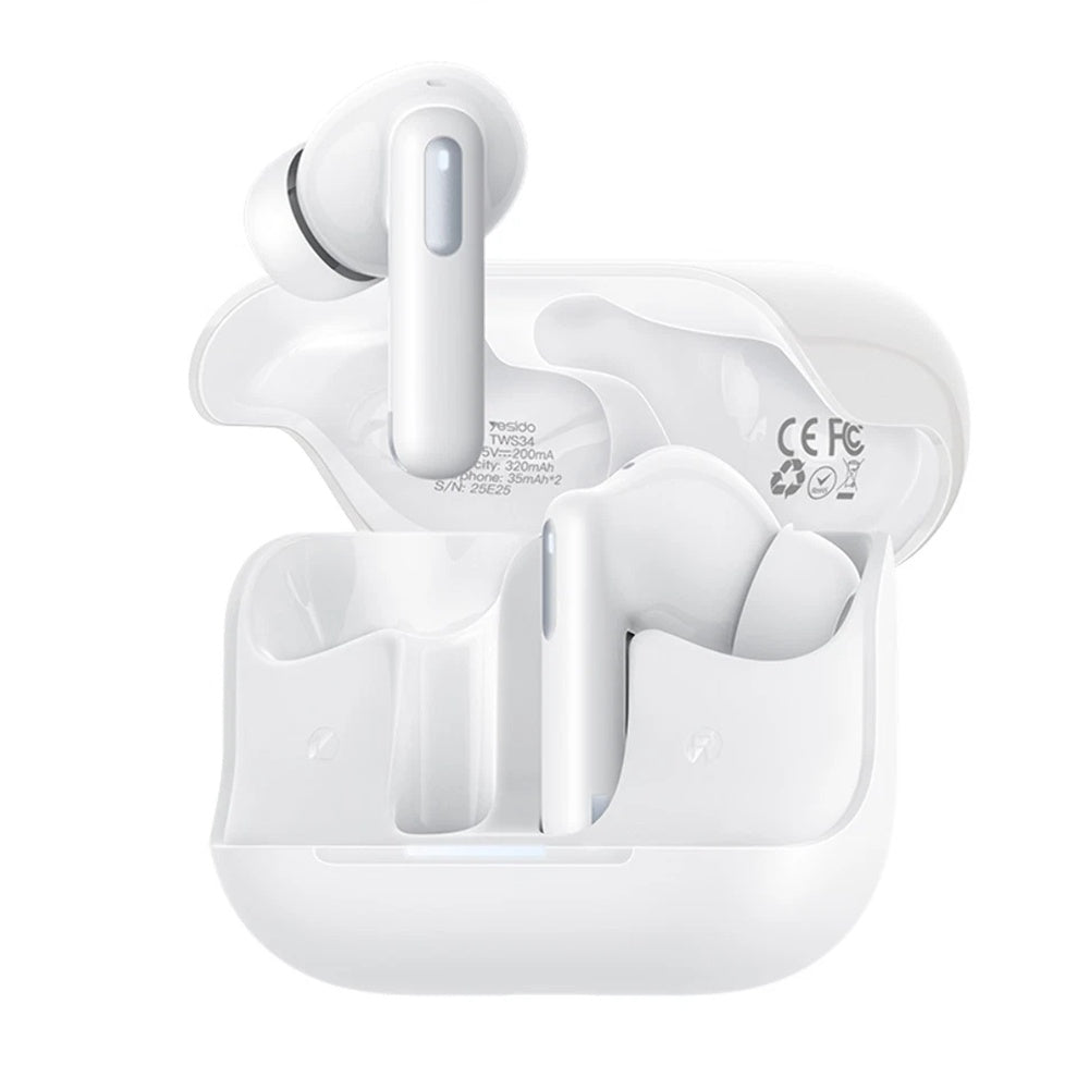 Handsfree Bluetooth Yesido TWS34, TWS, ANC, White