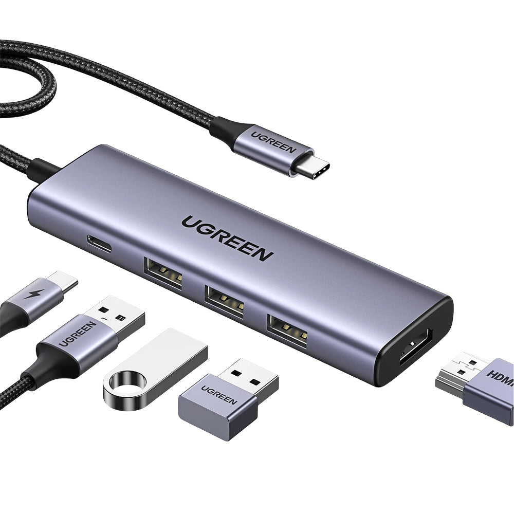 UGREEN CM511 USB-C Hub (15596), 3 x USB-A 3.0 - 1 x USB-C - 1 x HDMI, Gray