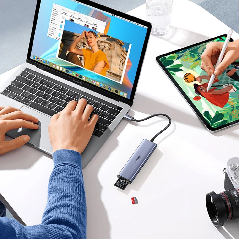 UGREEN CM511 USB-C Hub (20956A), 3 x USB-A 3.0 - 1 x HDMI - 1 x SD - 1 x microSD, Gray