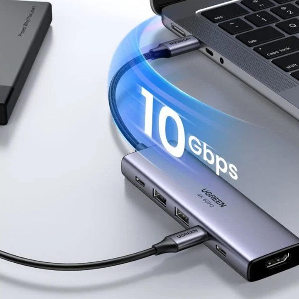 UGREEN CM511 USB-C Hub (35999), 2 x USB-A 3.2 - 3 x USB-C - 1 x HDMI, Gray