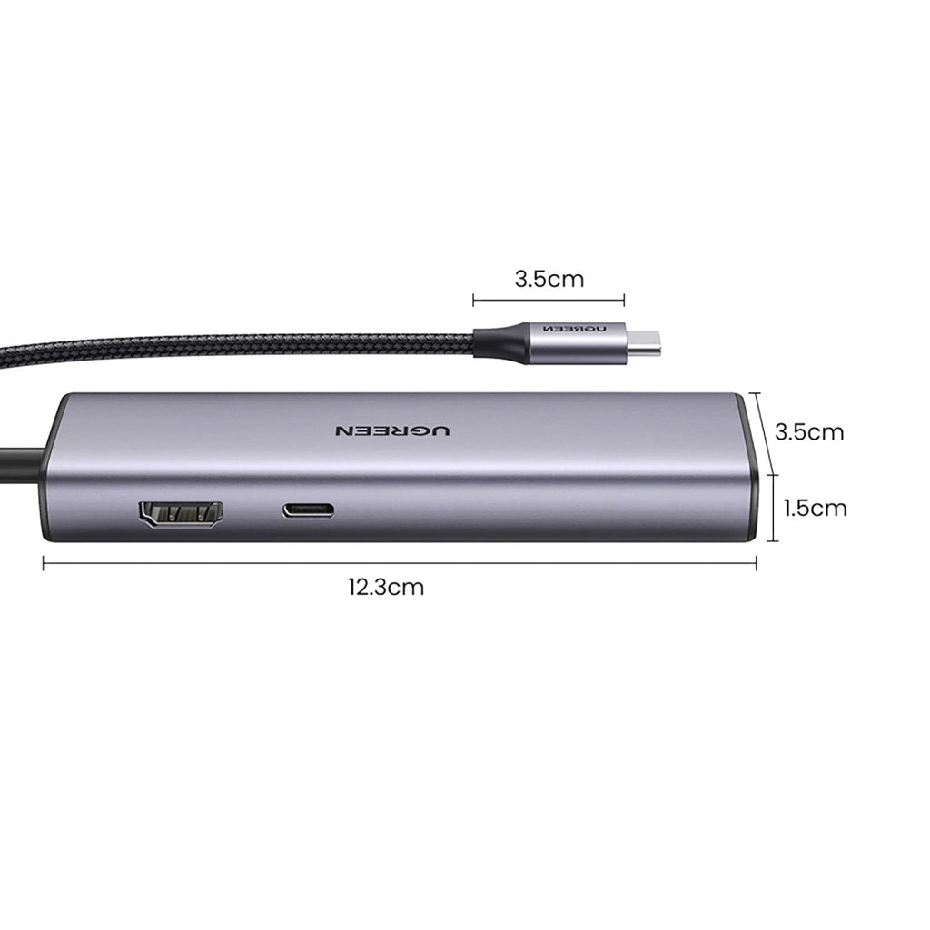 UGREEN CM512 USB-C Hub (90568), 2 x USB-A 3.0 - 1 x USB-C - 1 x HDMI - 1 x RJ45 - 1 x SD - 1 x microSD, Gray