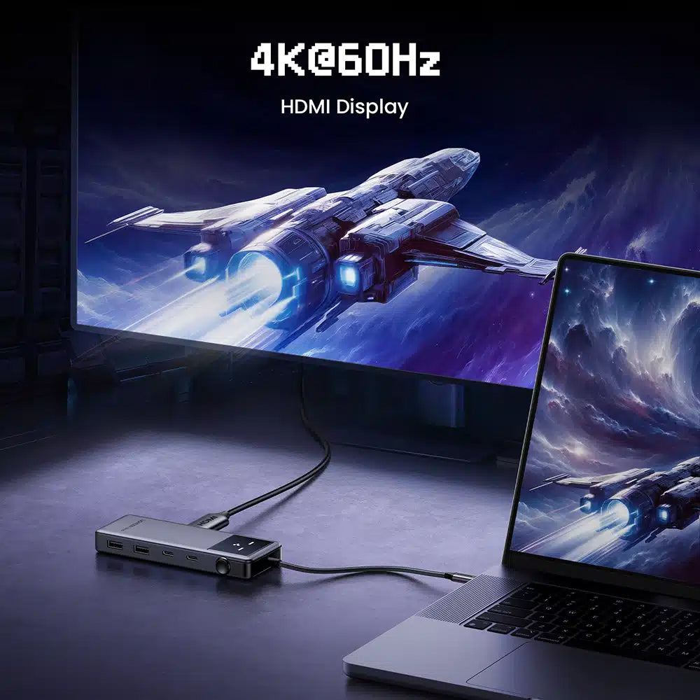 UGREEN CM888 Uno USB-C Hub, 2 x USB-A 3.2 - 3 x USB-C - 1 x HDMI, Gray