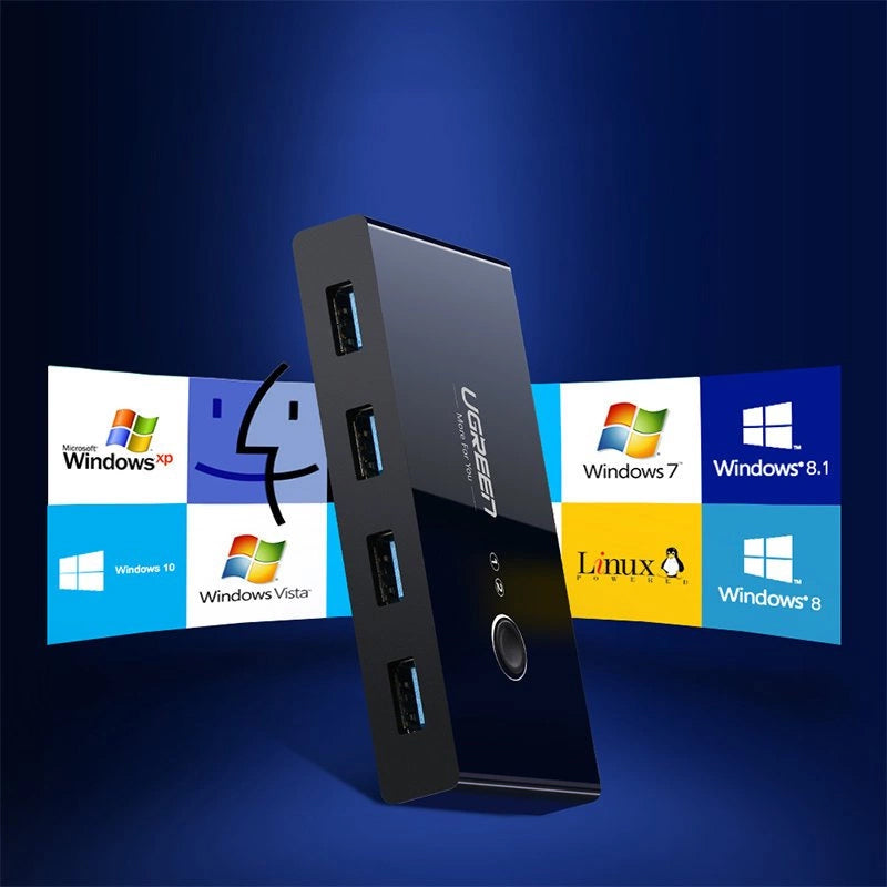 UGREEN US216 USB Switch (30768) Two Sharing Box, 4 x USB-A 3.0, Black