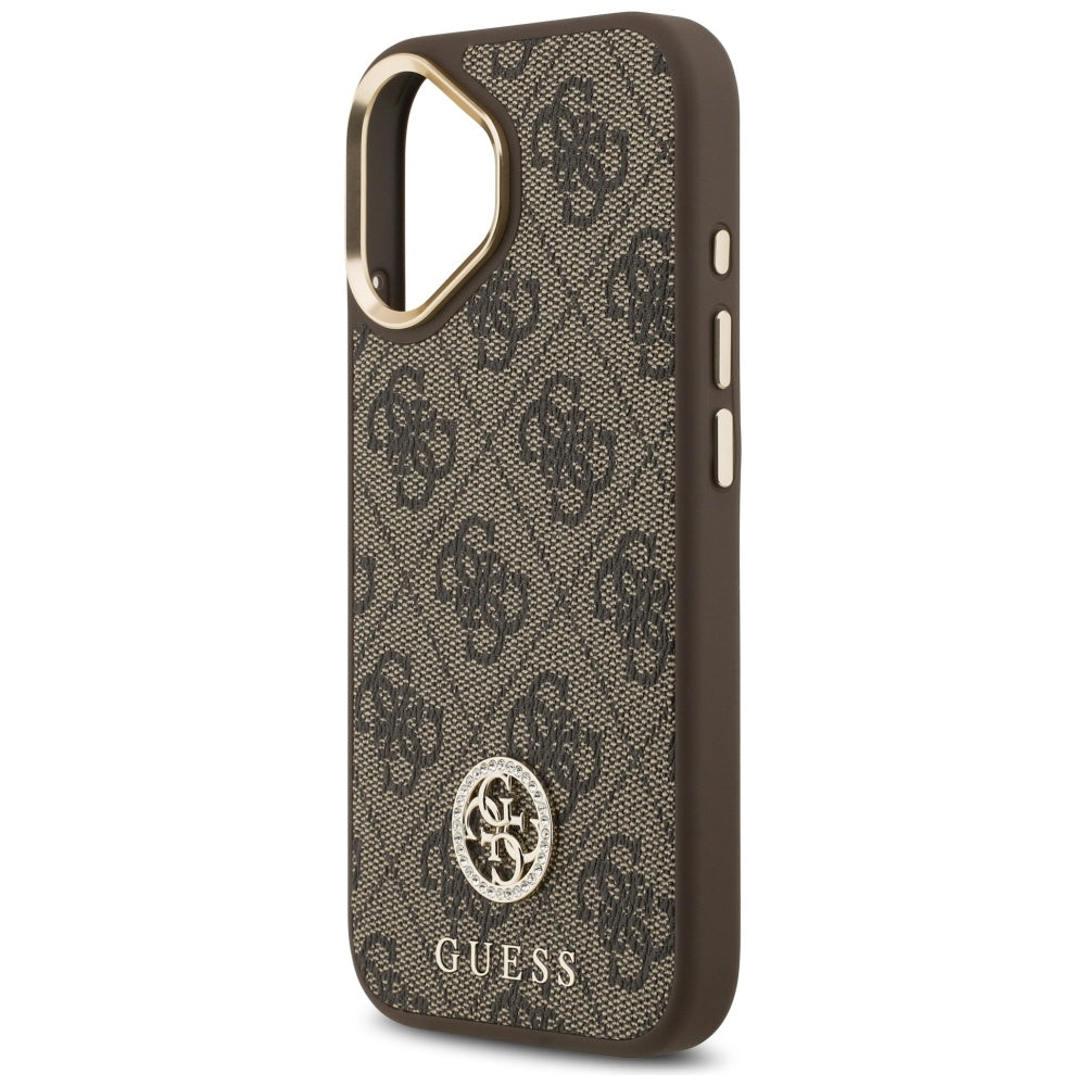 MagSafe Case for Apple iPhone 17, Guess, 4G Strass Logo with Big Strap, Brown, Resealed