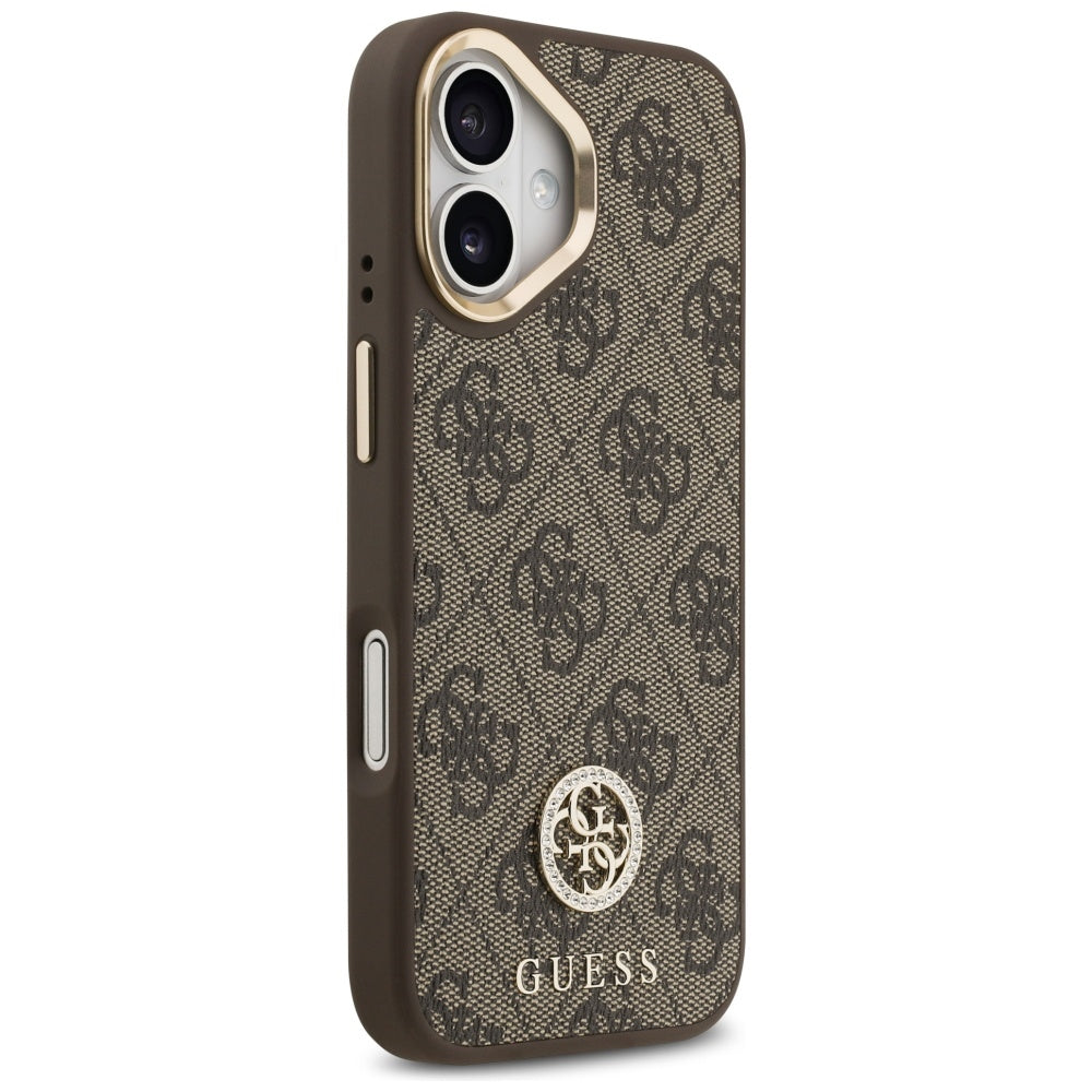 MagSafe Case for Apple iPhone 17, Guess, 4G Strass Logo with Big Strap, Brown, Resealed
