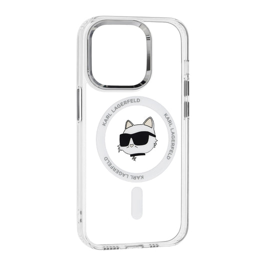 MagSafe Case for Apple iPhone 14 Pro, Karl Lagerfeld, IML Metal Choupette's Head, White