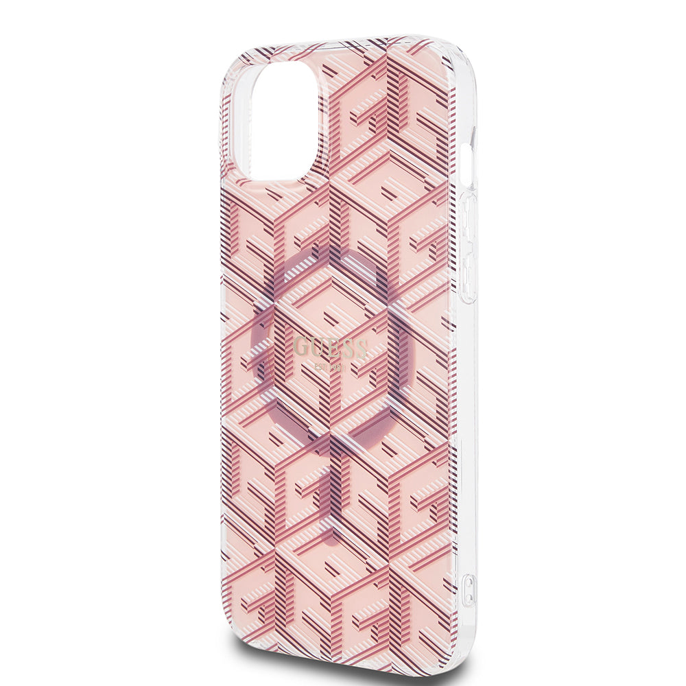 MagSafe Case for Apple iPhone 15, Guess, IML Gcube, Pink