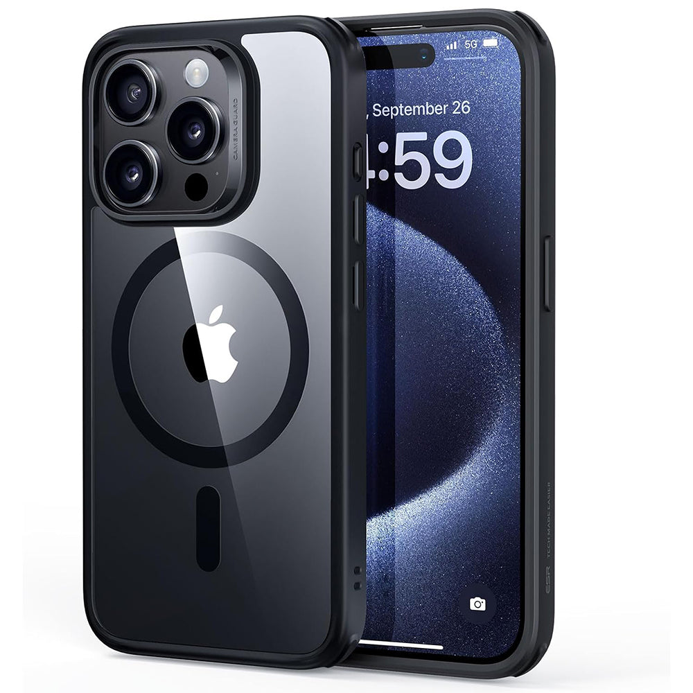 MagSafe Case for Apple iPhone 15 Pro Max, ESR, Classic Hybrid, Black Transparent