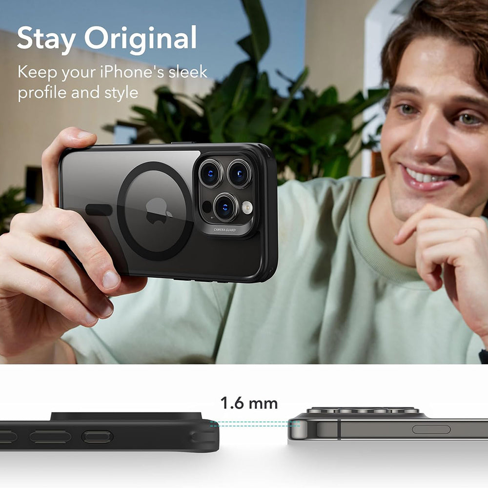 MagSafe Case for Apple iPhone 15 Pro Max, ESR, Classic Hybrid, Black Transparent