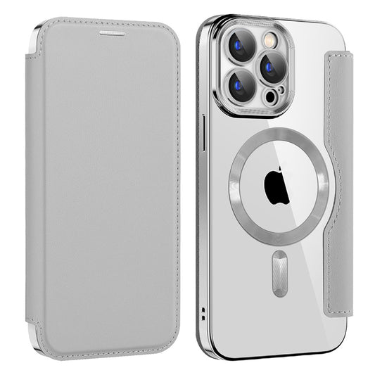 MagSafe Case for Apple iPhone 15 Pro, Techsuit, SmartMag Book, Gray