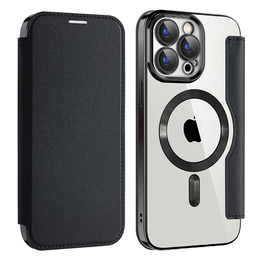 MagSafe Case for Apple iPhone 15 Pro, Techsuit, SmartMag Book, Black