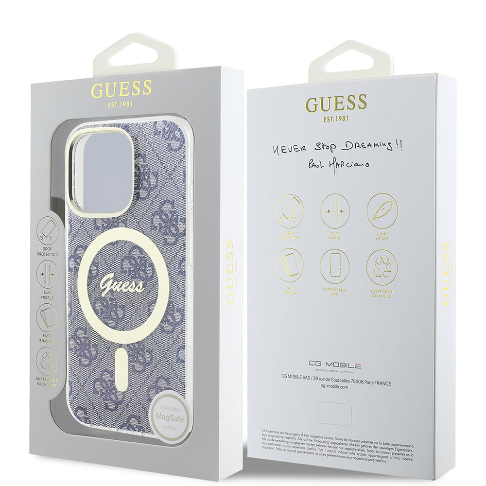 MagSafe Case for Apple iPhone 16, Guess, IML 4G, Blue