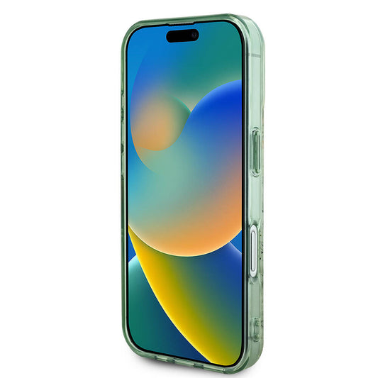 MagSafe Case for Apple iPhone 16, Guess, IML Flower & Tonal Circle, Green