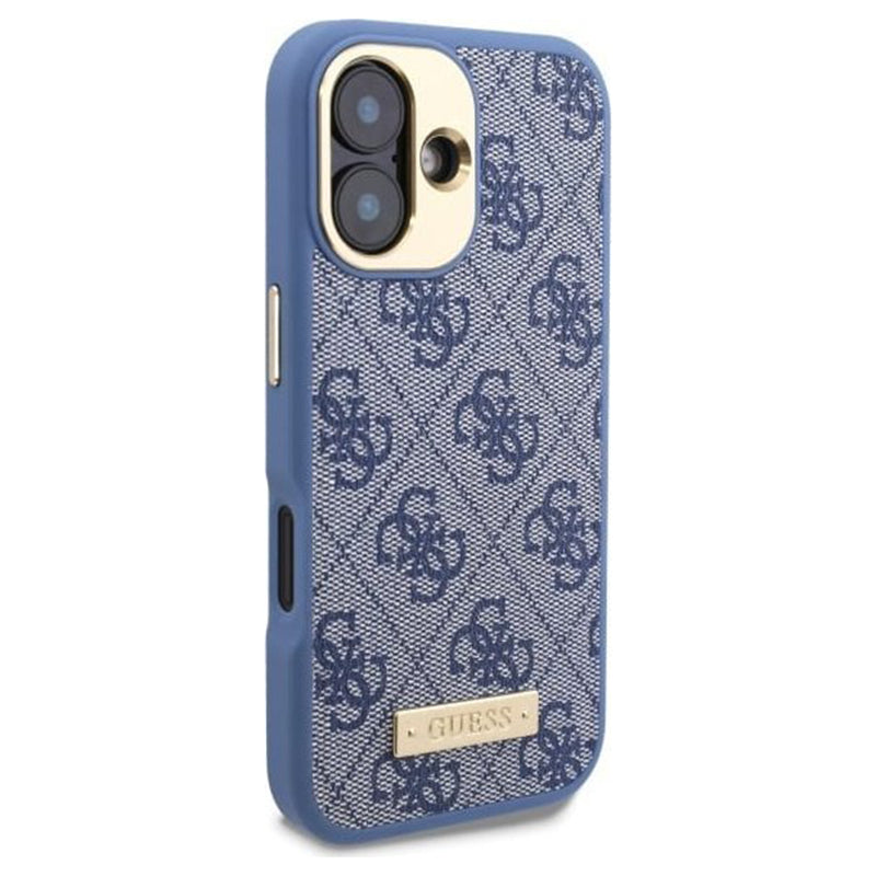 MagSafe Case for Apple iPhone 16 Plus, Guess, 4G Logo Plate, Blue