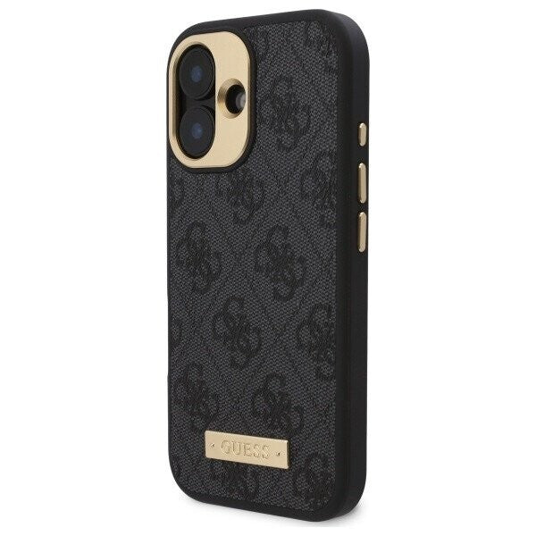 MagSafe Case for Apple iPhone 16 Plus, Guess, 4G Logo Plate, Black