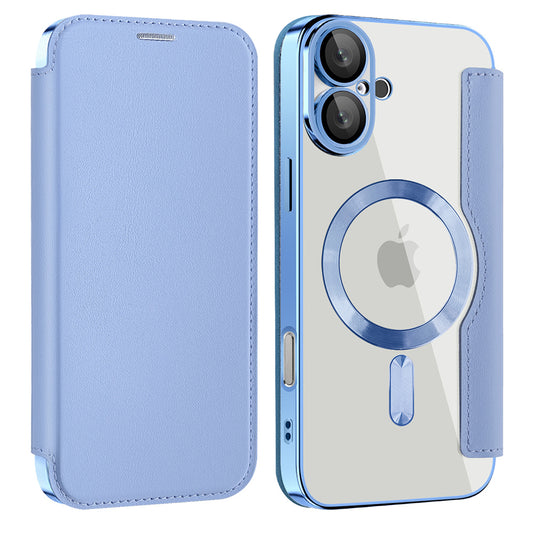 MagSafe Case for Apple iPhone 16 Plus, Techsuit, SmartMag Book, Blue
