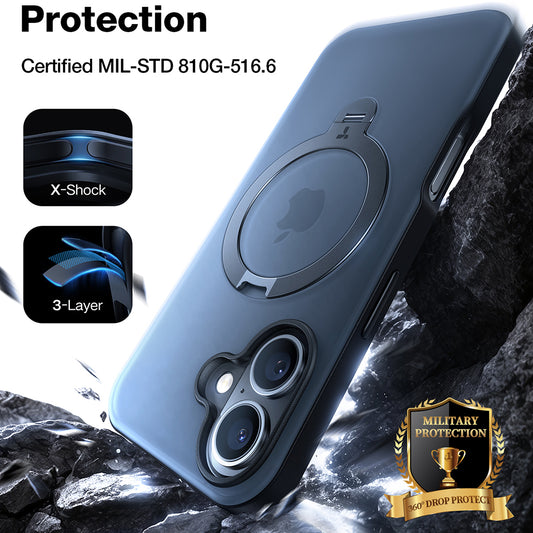 MagSafe Case for Apple iPhone 16 Plus, Torras, Ostand Spin, Transparent