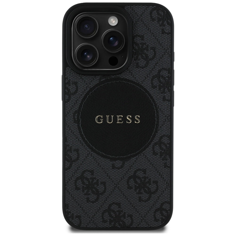 MagSafe Case for Apple iPhone 16 Pro, Guess, 4G Circle Classic Logo, Black