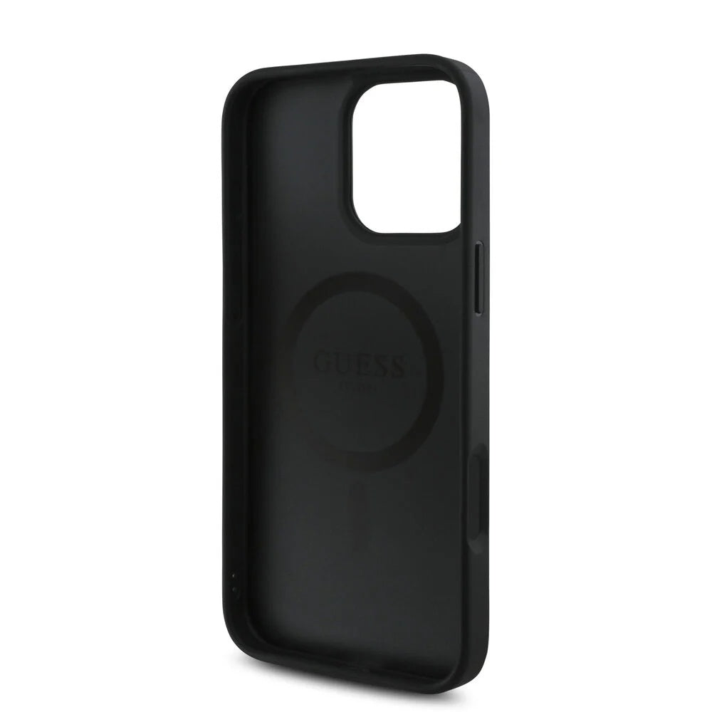 MagSafe Case for Apple iPhone 16 Pro, Guess, 4G Classic, Black