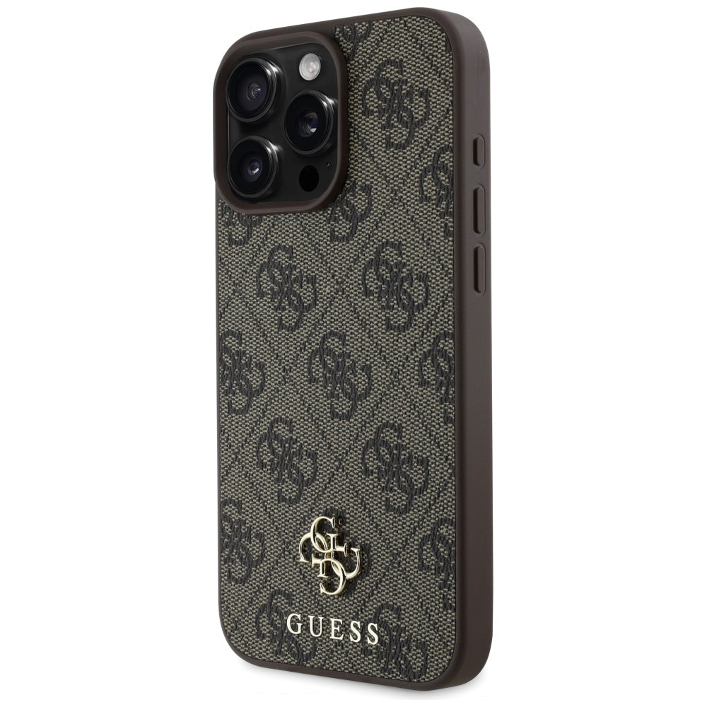 MagSafe Case for Apple iPhone 16 Pro, Guess, 4G Small and Classic Logo, Brown