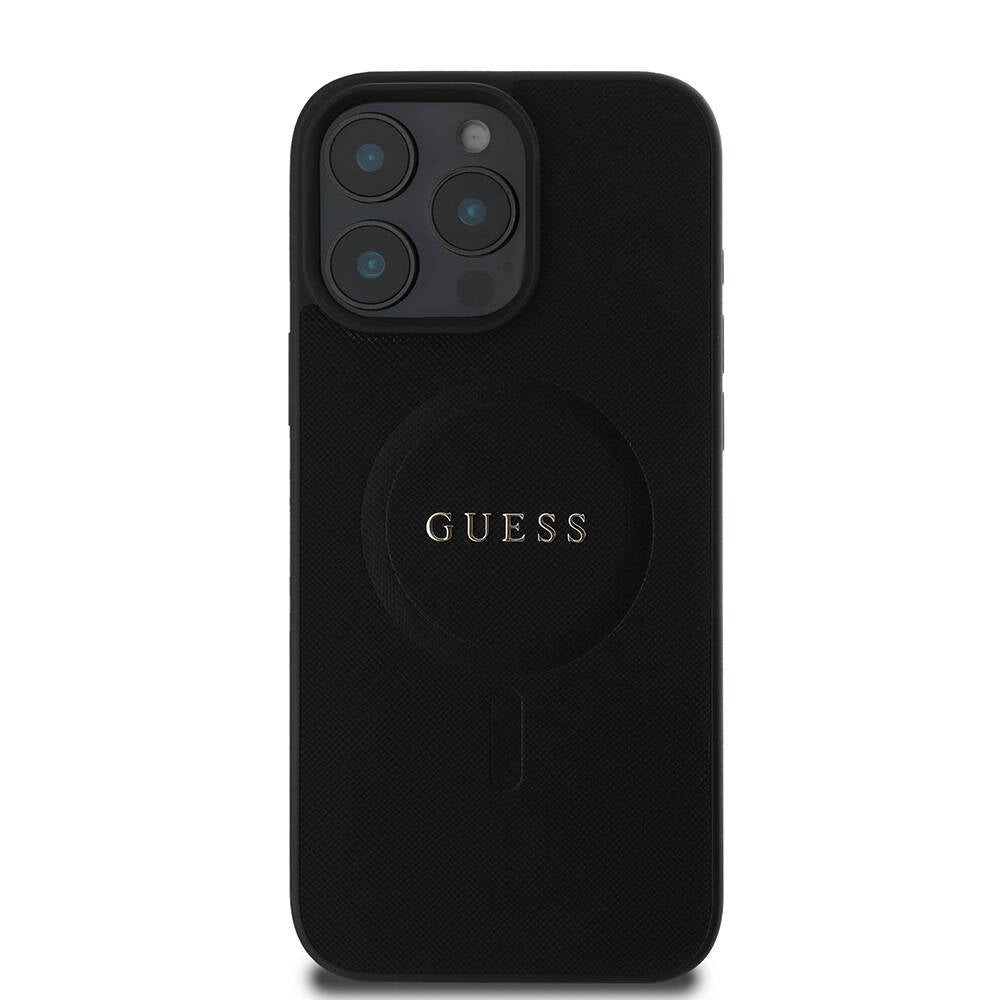 MagSafe Case for Apple iPhone 16 Pro, Guess, Saffiano Classic Logo, Black