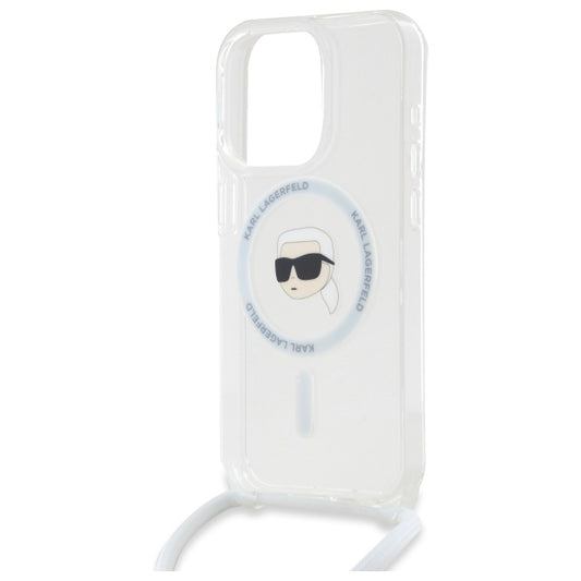 MagSafe Case for Apple iPhone 16 Pro, Karl Lagerfeld, IML Crossbody Karl's Head, Transparent