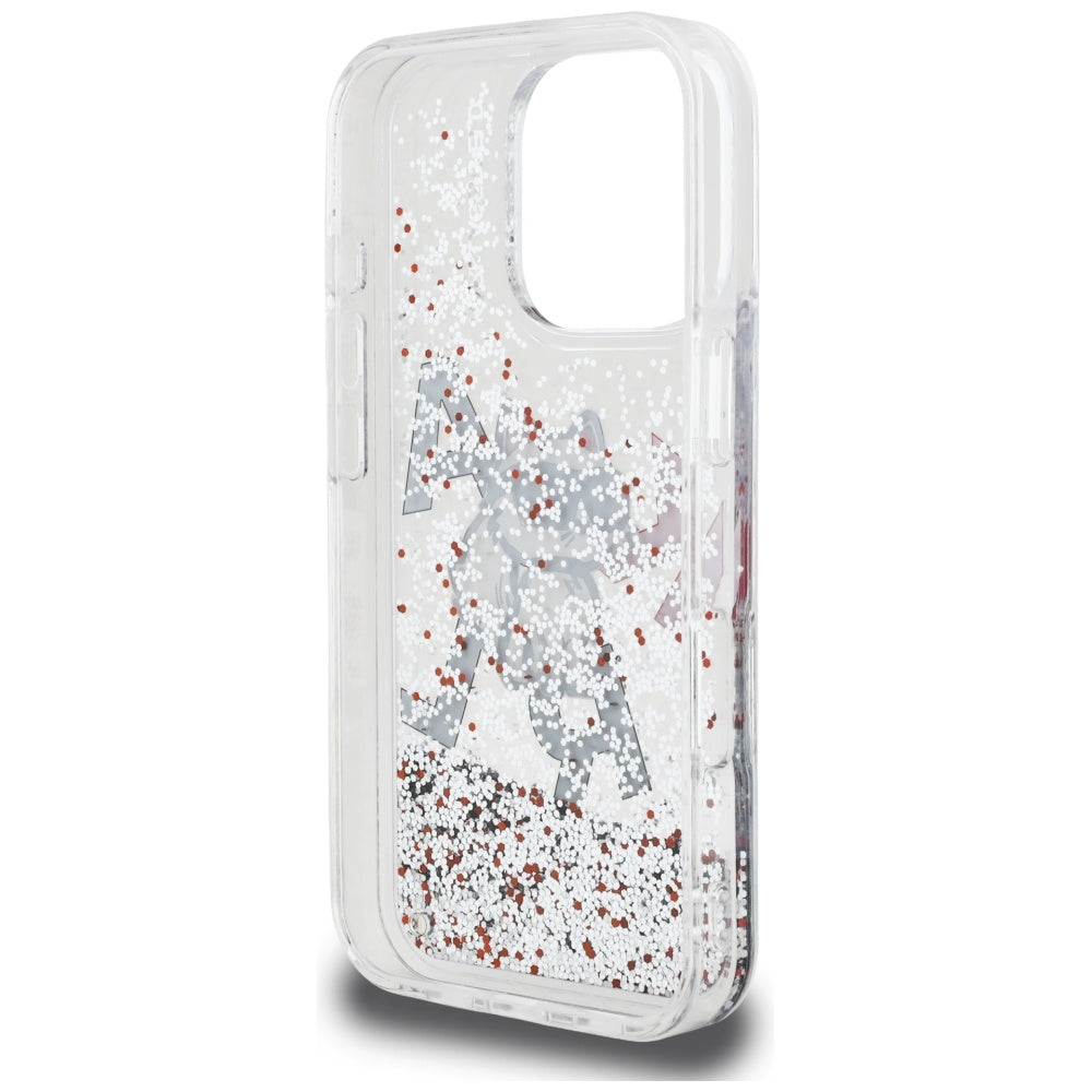 MagSafe Case for Apple iPhone 16 Pro Max, Karl Lagerfeld, Liquid Glitter Choupette Logo, Transparent