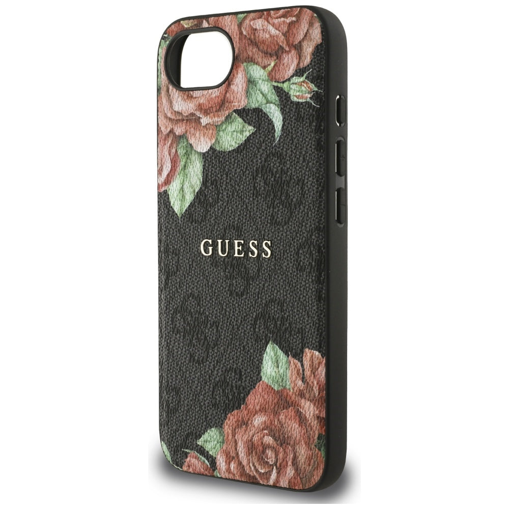 MagSafe Case for Apple iPhone 17e / 16e, Guess, 4G Flowers Print, Black